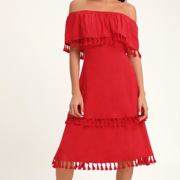 Lulu’s Red Fringe Dress - Picture 3 of 4